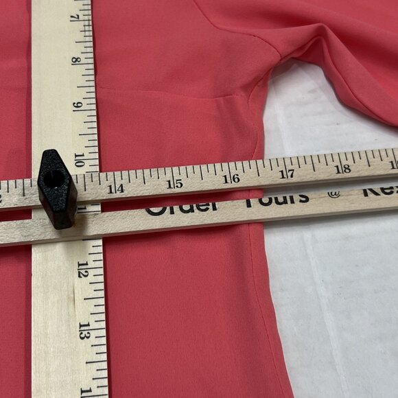 Express Portofino Top Women S Fuschia Chiffon Button Down Roll Tab Sleeve Office - Picture 7 of 9